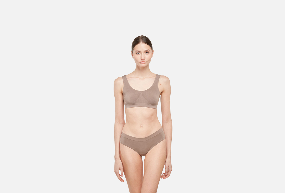 Belle You 978B Трусы-стринг с низкой посадкой Бамбук серо-бежевый р.XS/S