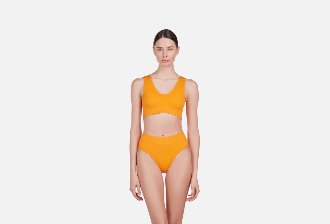 Belle you W3250032 Трусы-слипы купальные Высокая посадка Тыквенные р.M-L