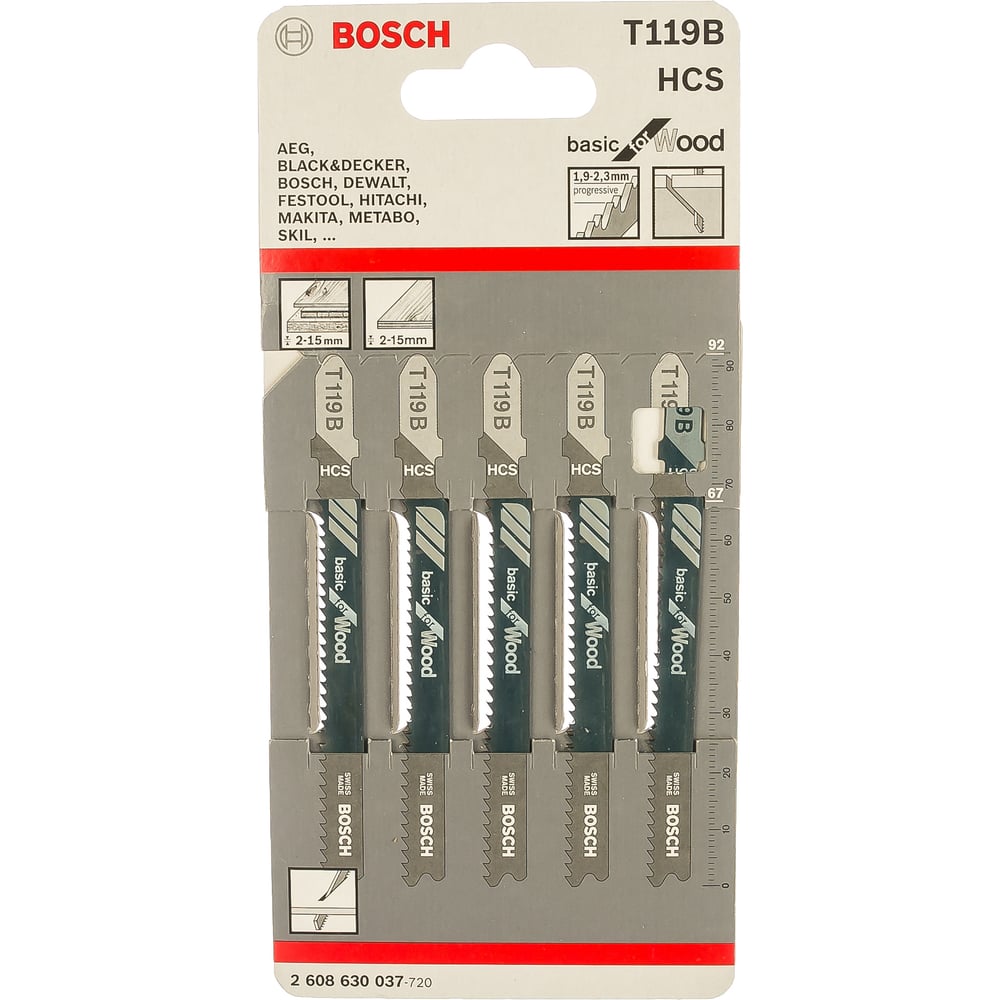 Лобзик Пилки для лобзика по дереву Bosch T 119 B 2608630037