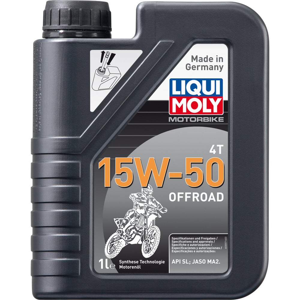 Моторное Синтетическое масло 4T для четырехтактных мотоциклов Liqui Moly Motorbike 4T Offroad 15W-50 SljasoO MA2 3057