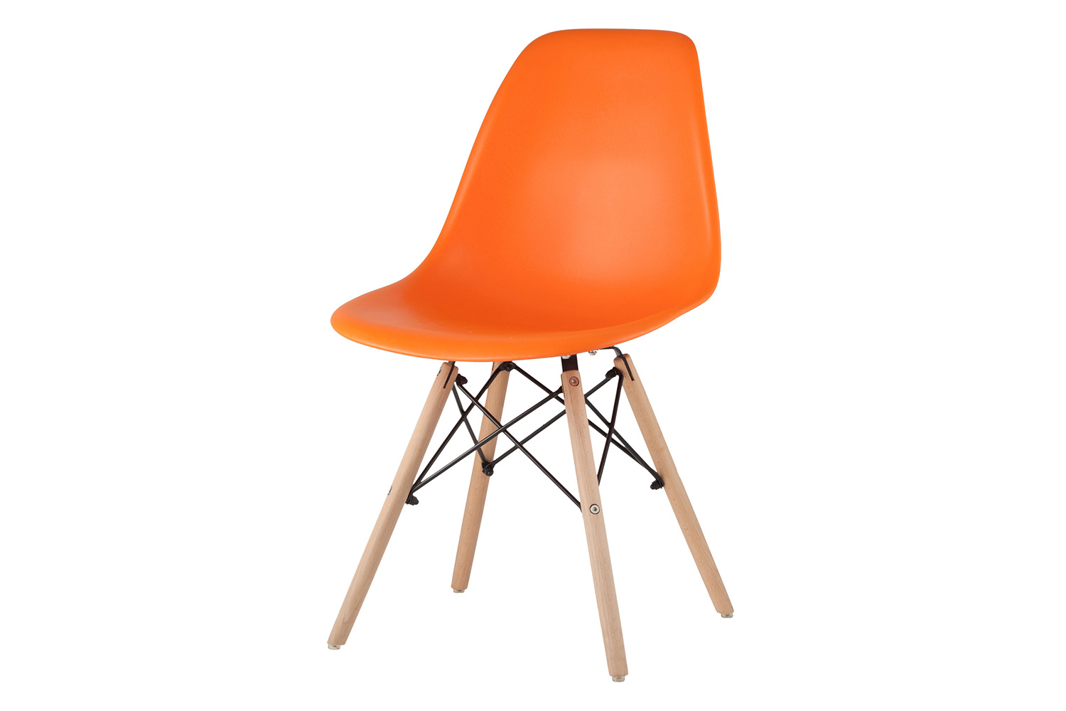Стул Stool Group Eames, сиденье полипропилен оранжевое, ножки из массива бука со сталью, до 120 кг