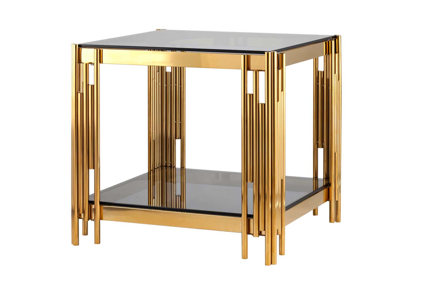 Стол журнальный Stool Group Гэтсби, закалённое стекло, нержавеющая сталь, 55х55х55 см