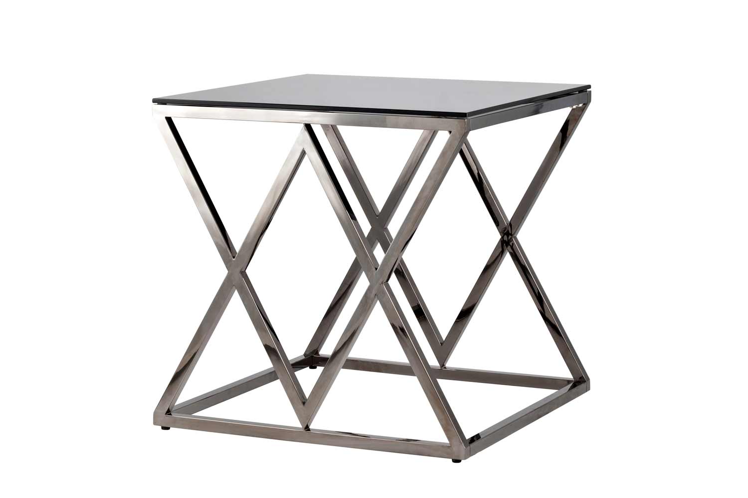 Журнальный столик Stool Group Инсигния, закалённое стекло smoke, нерж. сталь, 55x55x55 см