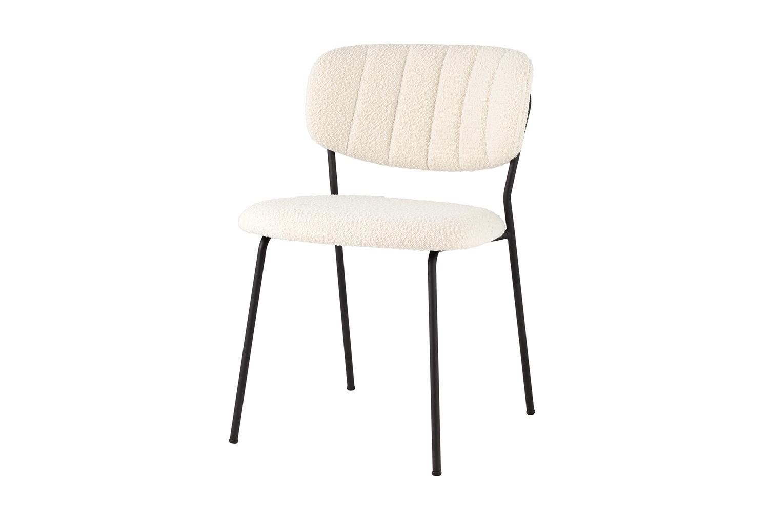 Стул Stool Group Кэрол, обивка букле белый, чёрные металлические ножки