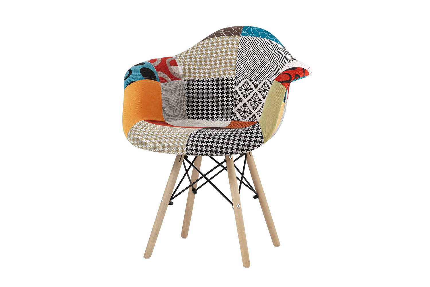 Кресло Stool Group Eames, обивка пэчворк, массив дерева и металл, 64х62х81 см