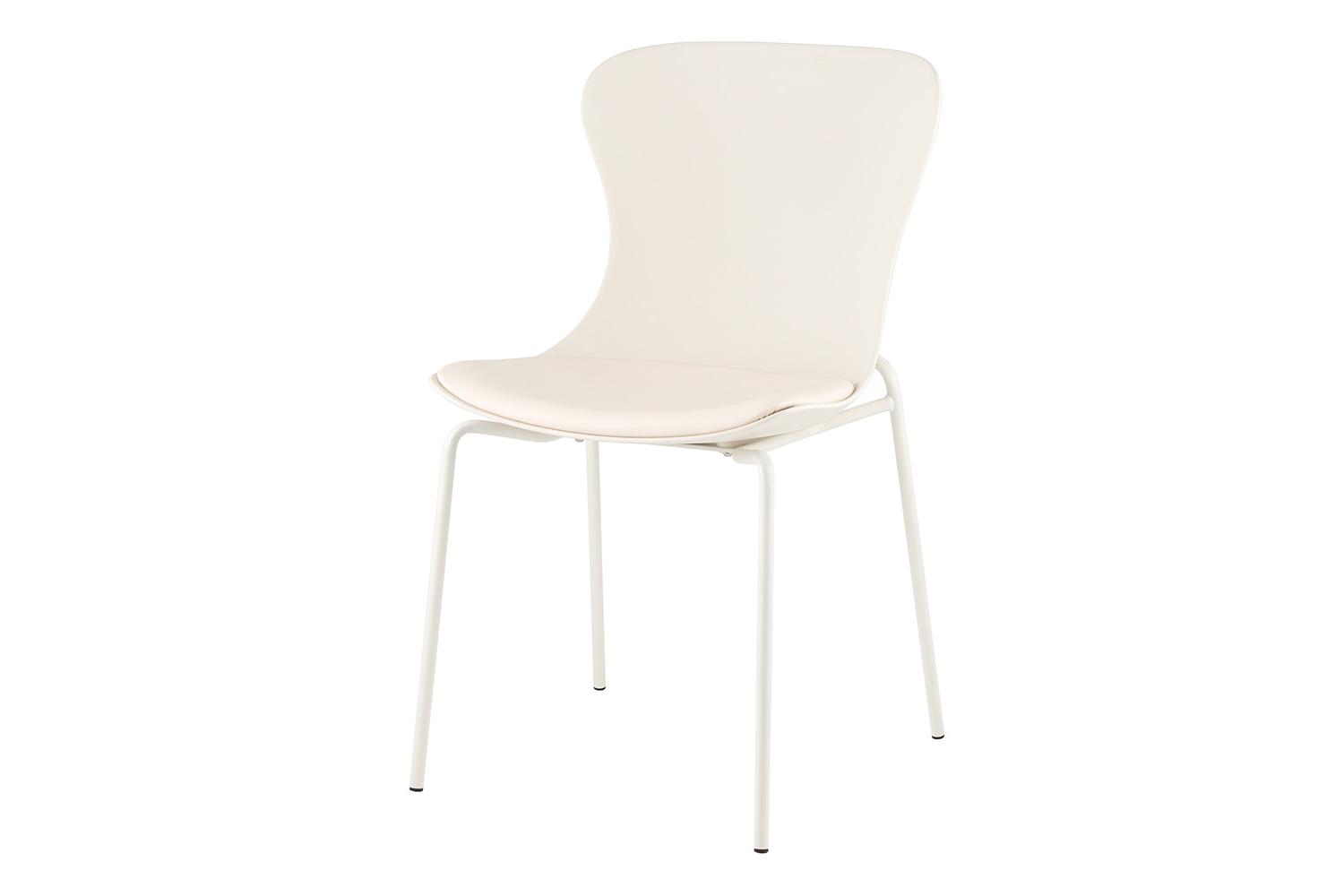 Стул для кухни Stool Group Shaya, обивка из искусственной кожи слоновая кость, металлические ножки
