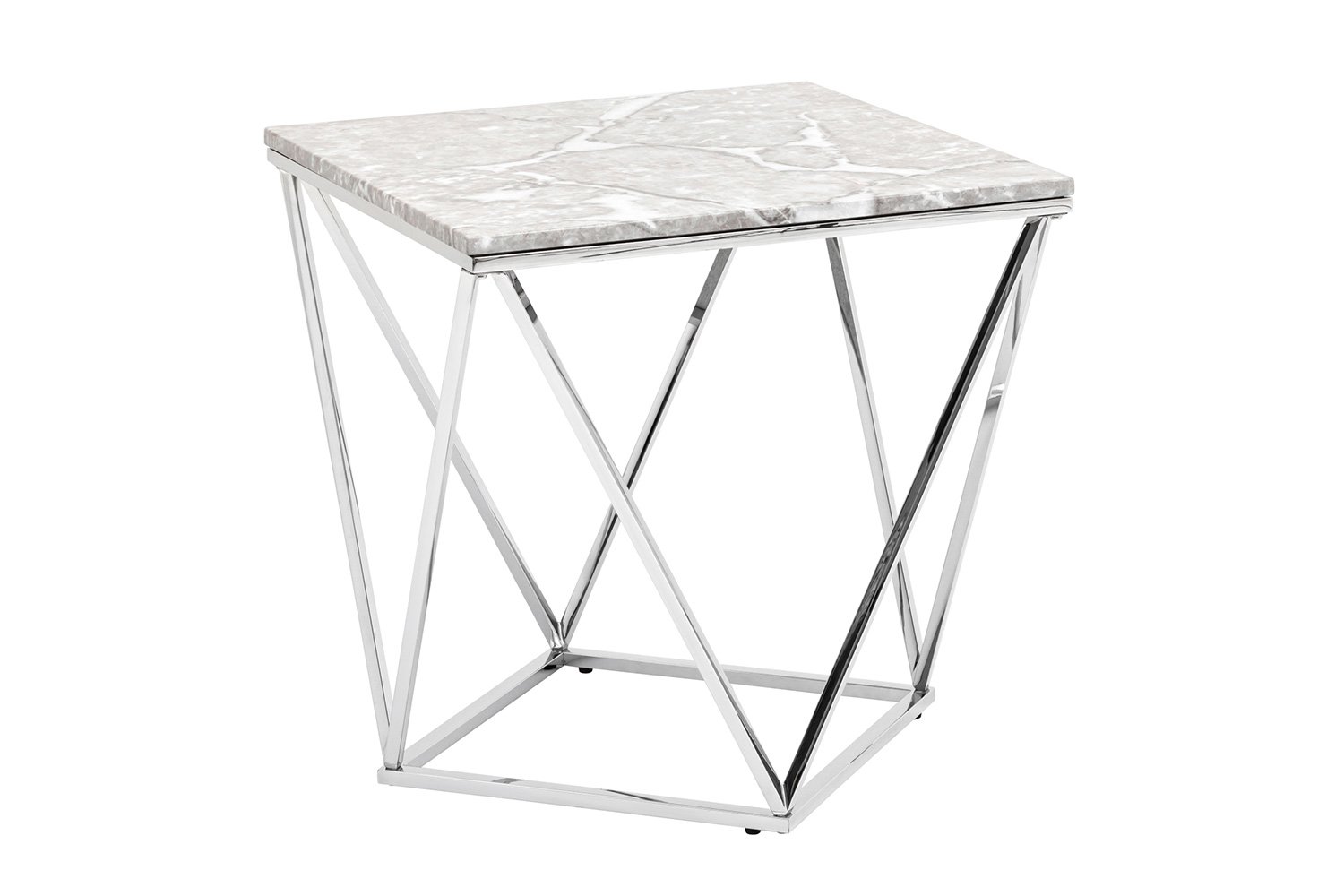 Столик журнальный Stool Group Авалон, серая столешница из искусственного мрамора, стальное основание, 61х61х61 см
