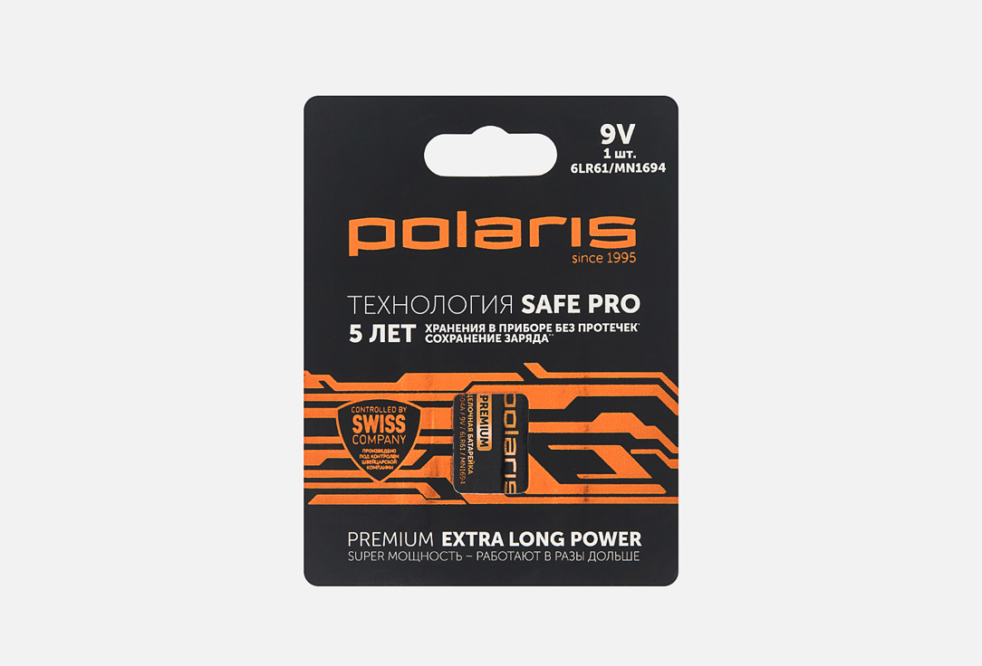 Polaris Батарейка PB 9V 6LR61 Premium Черный