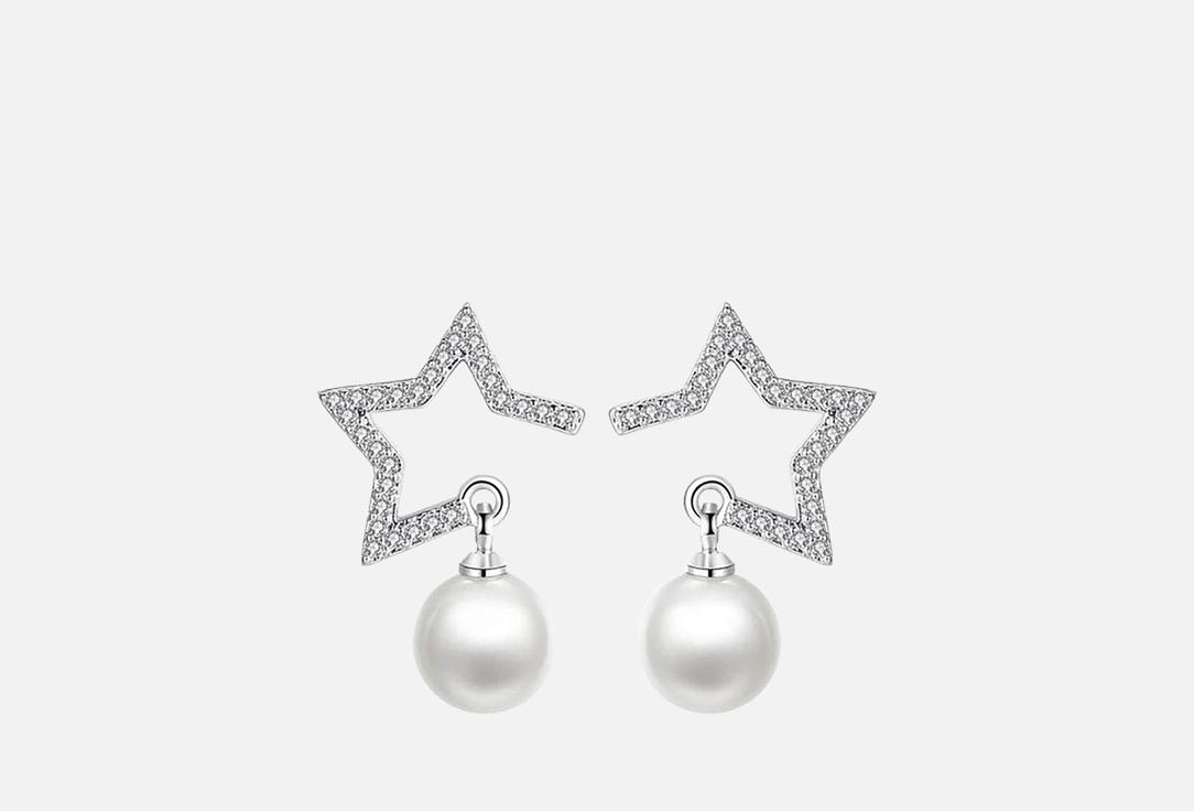 Ювелирная бижутерия, серьги-гвоздики покрытые серебром с кристаллами Swarovski