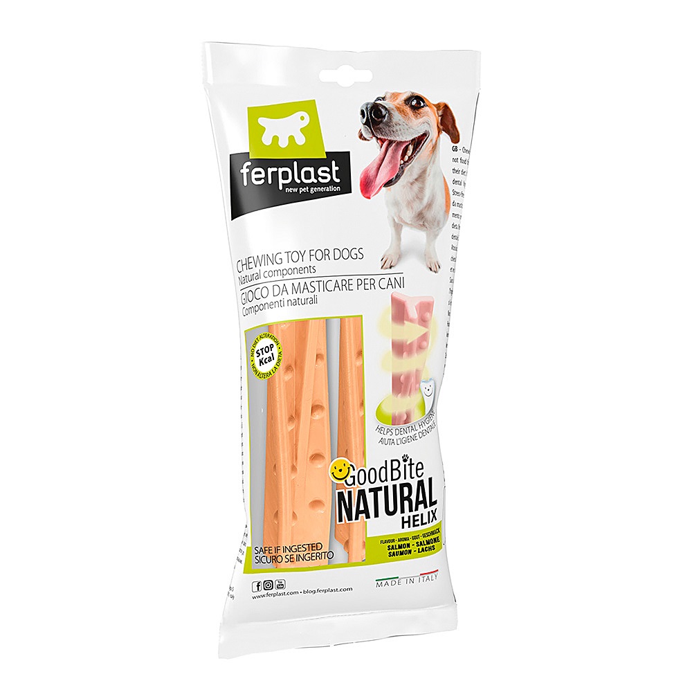 Игрушка для собак Ferplast GoodBite Helix M Bag кость вкус лосося, 12см 23г
