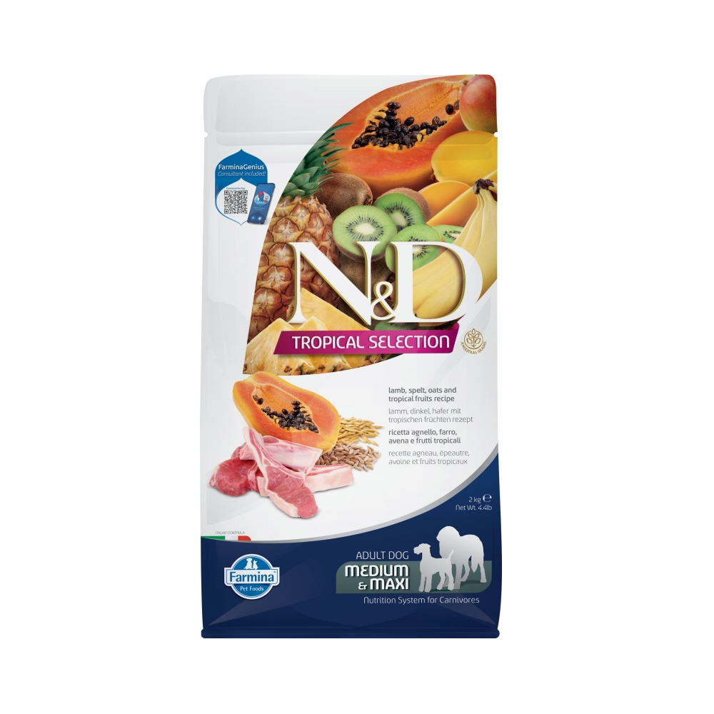 Корм для собак Farmina NdD Tropical Selection Dog для средних и крупных пород, ягненок сух. 2 кг