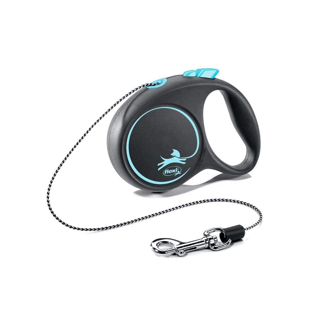 Рулетка для собак Flexi Black Design Xs (до 8 кг) 3 м трос черный/голубой