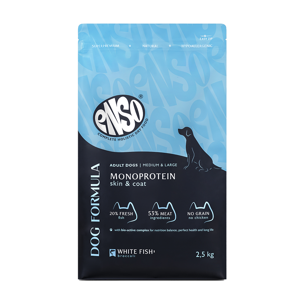 Корм для собак Enso formula Monoprotein для ср. и кр.пород, с белой рыбой и брокколи сух. 2,5кг