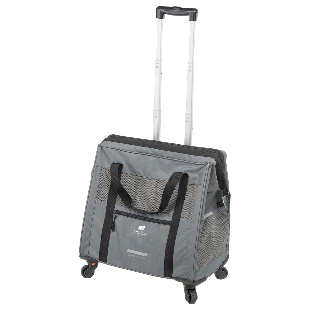 Тележка-переноска для собак и кошек Ferplast Voyager Trolley 450 полиэстр, серая 46х26х48см