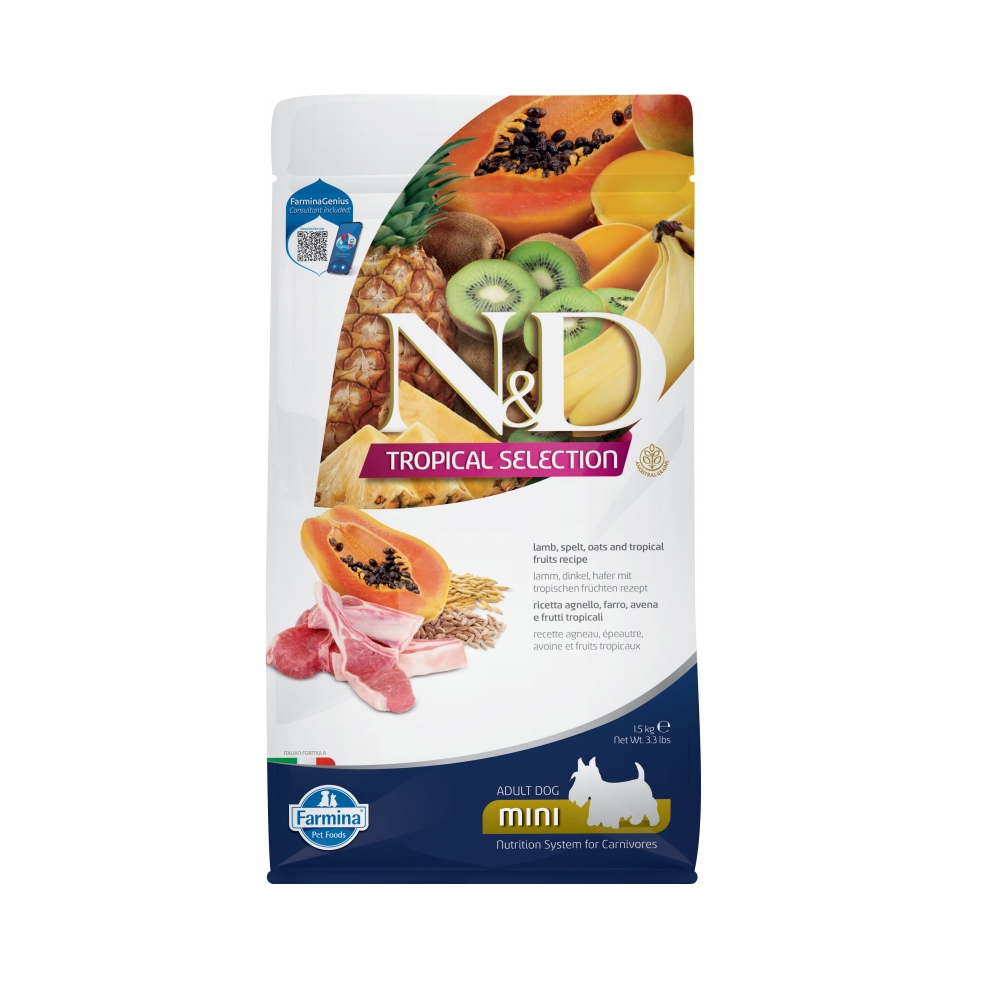 Корм для собак Farmina NdD Tropical Selection Dog для мелких пород, ягненок сух. 1,5кг