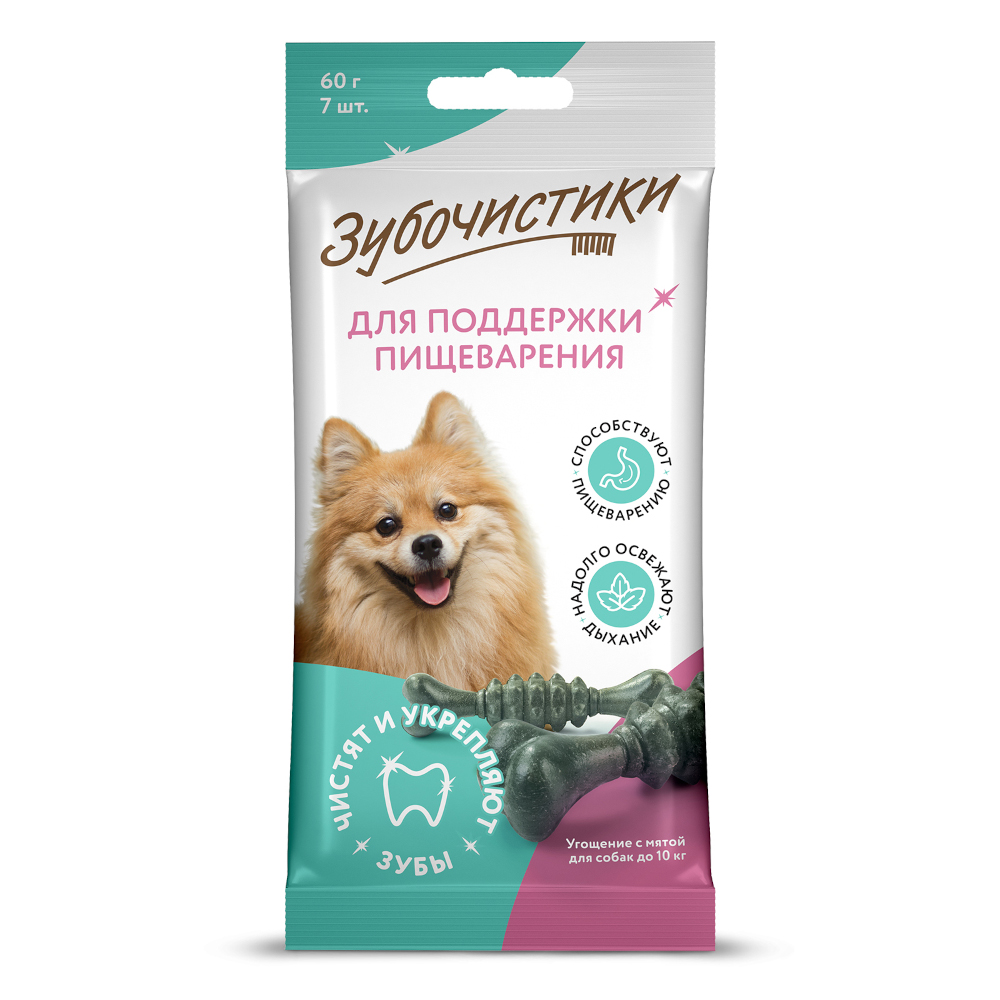 Лакомство для собак Деревенские Лакомства Зубочистики Мятные для мелких пород, 60г