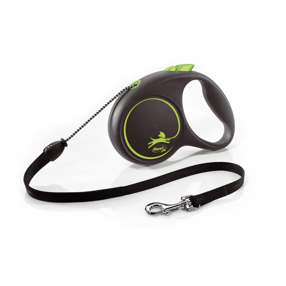 Рулетка для собак Flexi Black Design M (до 20кг) 5м трос зеленая