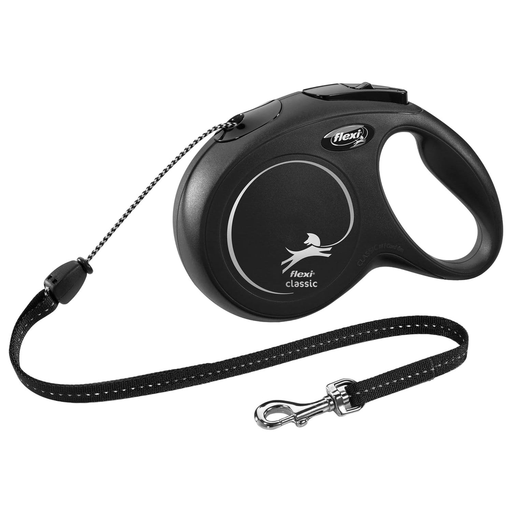 Рулетка для собак Flexi New Classic M до 20 килограмм, трос 8м черная