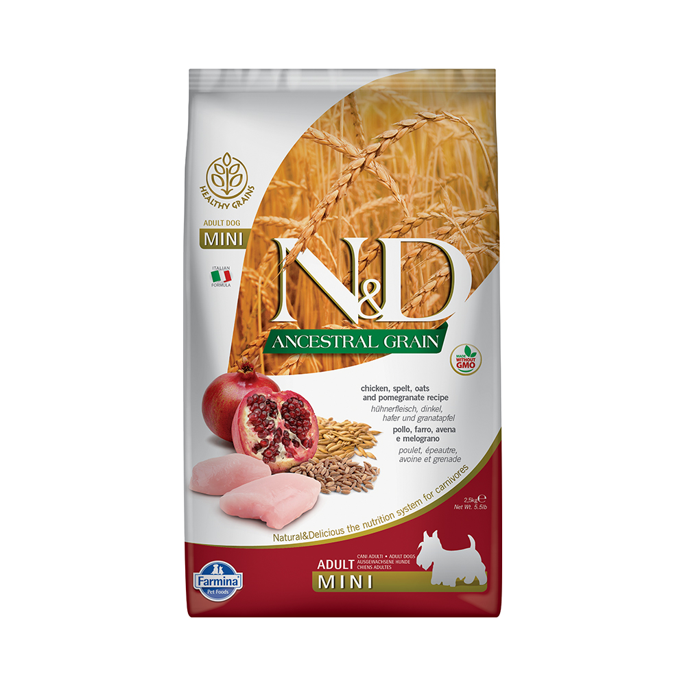 Корм для собак Farmina NdD Ancestral Grain Line для мелких пород курица с гранатом сух. 2,5кг