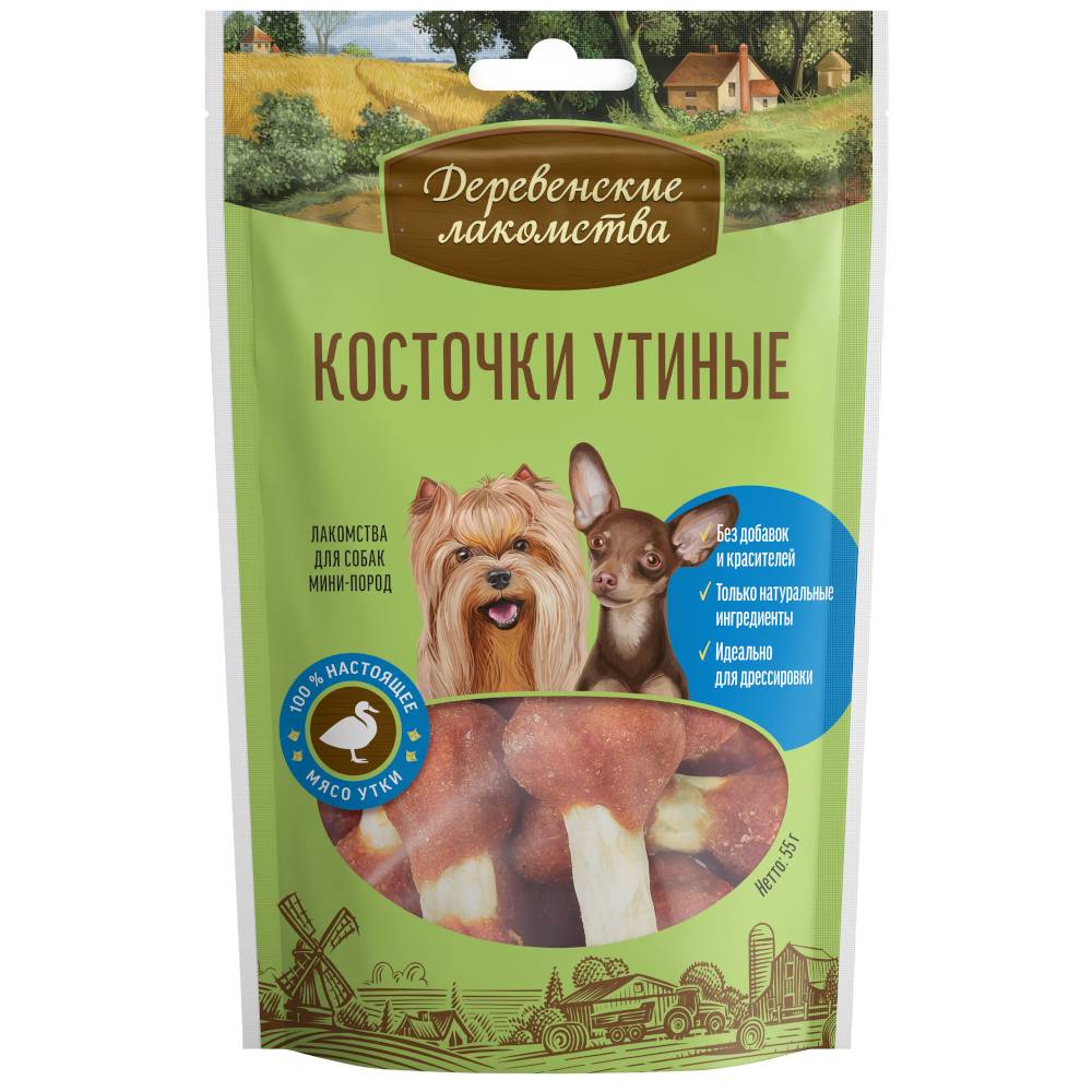 Лакомство для собак Деревенские Лакомства мини пор.косточки утин, 55г
