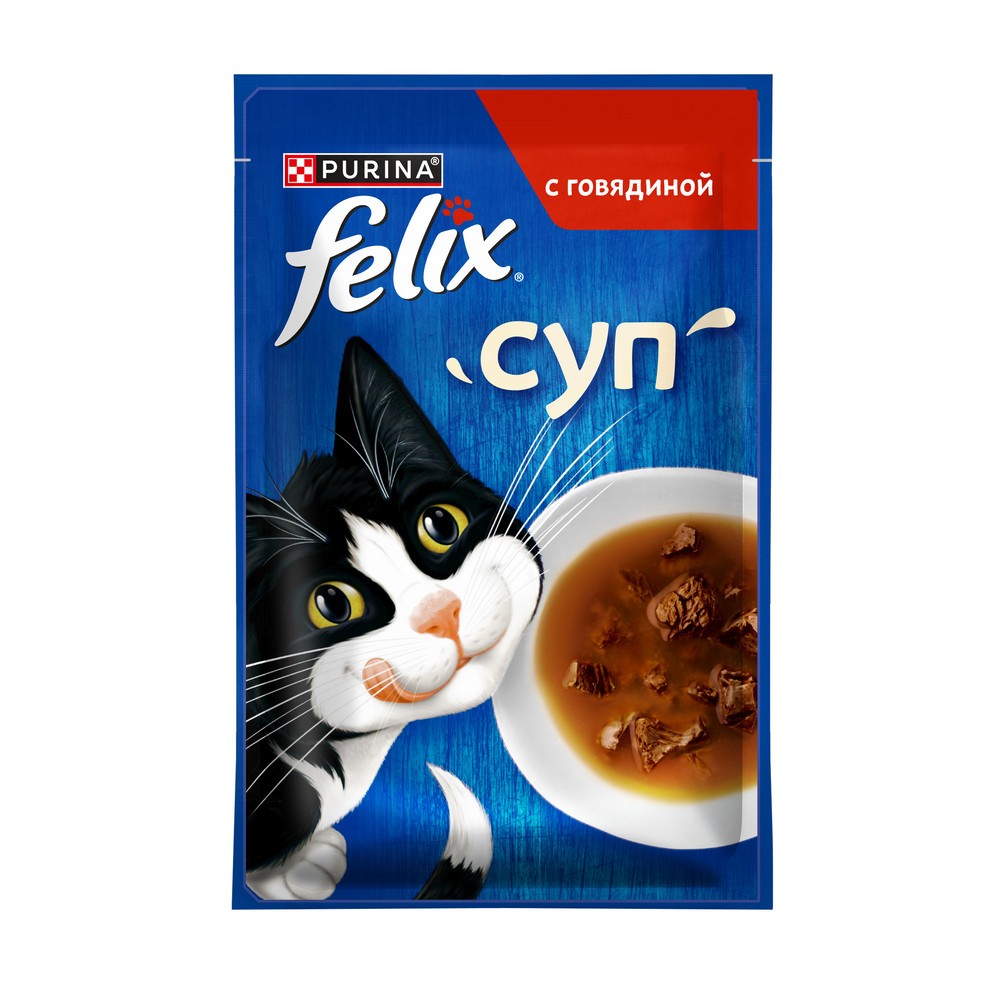 Корм для кошек Felix Суп с говядиной пауч 48г