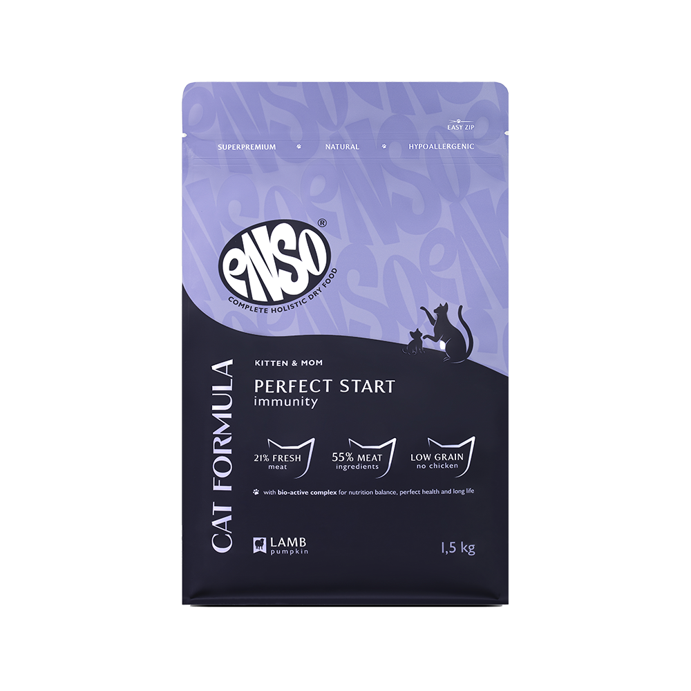 Корм для котят от 1 мес.,берем. и кормящ.кошек Enso formula Perfect start ягненок с тыквой сух.1,5кг