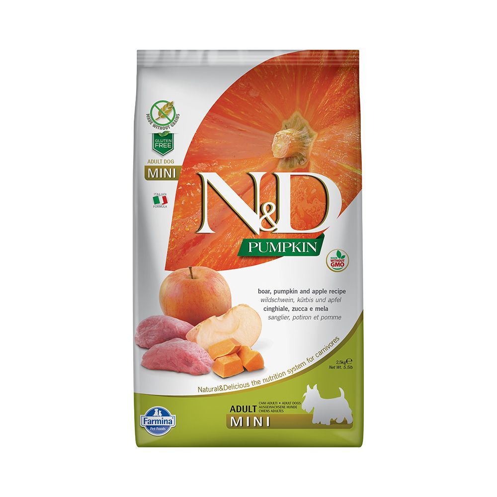 Корм для собак Farmina NdD Pumpkin Line для мелких пород кабан с яблоком сух. 2,5кг