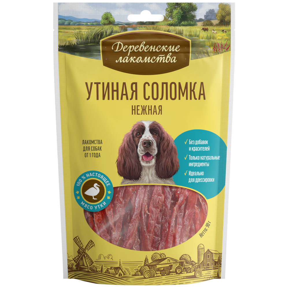 Лакомство для собак Деревенские Лакомства Утиная соломка нежная, 90г