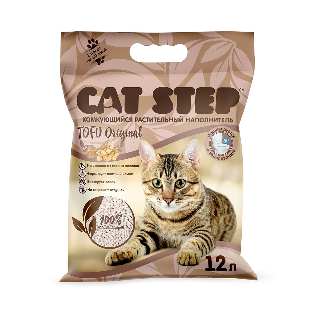 Наполнитель для кошачьего туалета Cat Step Tofu Original комкующийся растительный 12л