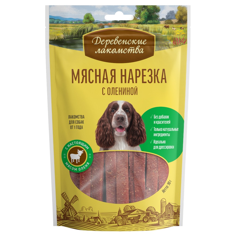 Лакомство для собак Деревенские Лакомства Мясная нарезка с олениной 90г