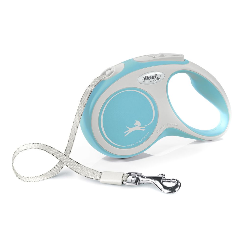 Рулетка для собак Flexi New Line Comfort S (до 15кг) лента 5м серый/голубой