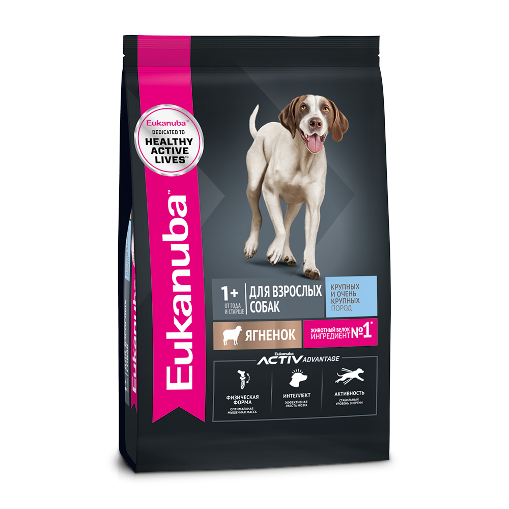 Корм для собак Eukanuba для крупных и очень крупных пород, с ягненком сух. 12кг