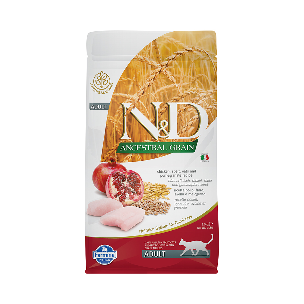 Корм для кошек Farmina NdD Ancestral Grain Line курица с гранатом сух. 1,5кг