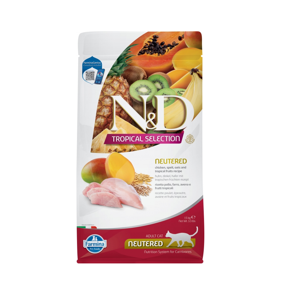 Корм для кошек Farmina NdD Tropical Selection Cat для стерилизованных, курица сух. 1,5кг