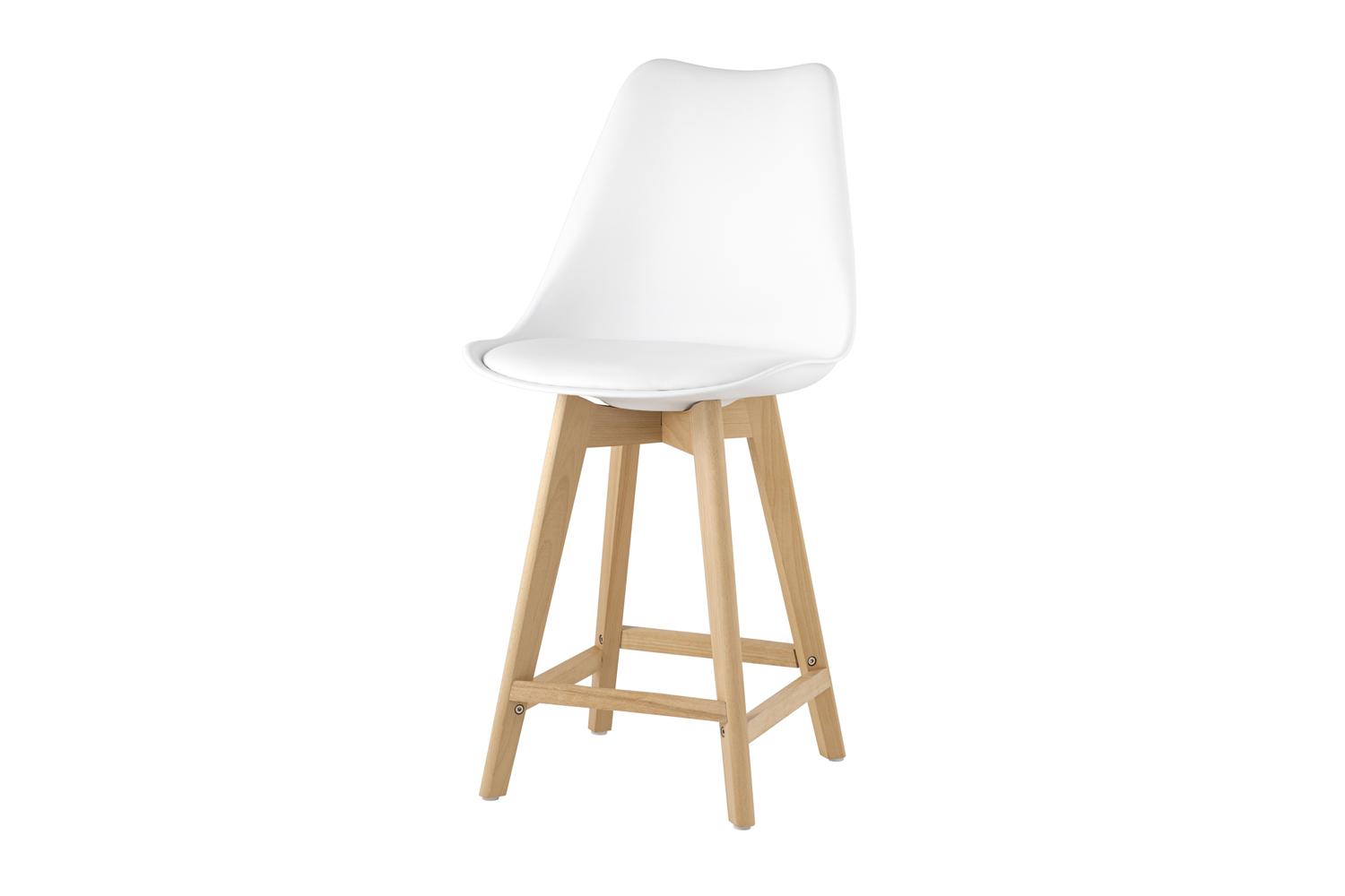 Стул полубарный Stool Group Frankfurt, искусственная кожа белая, массив дерева