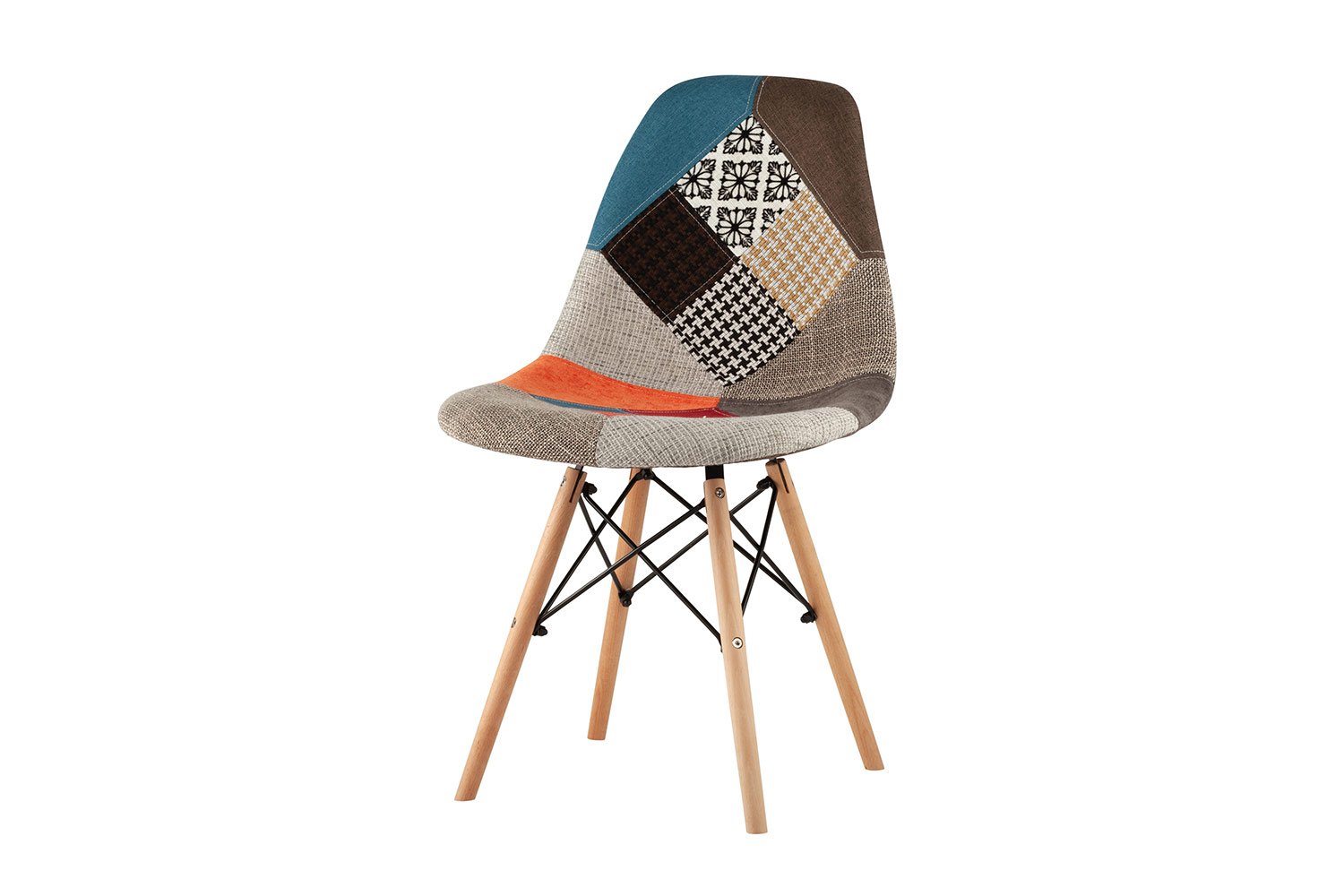 Стул Stool Group Eames, обивка пэчворк из ткани, ножки из массива дерева с металлом