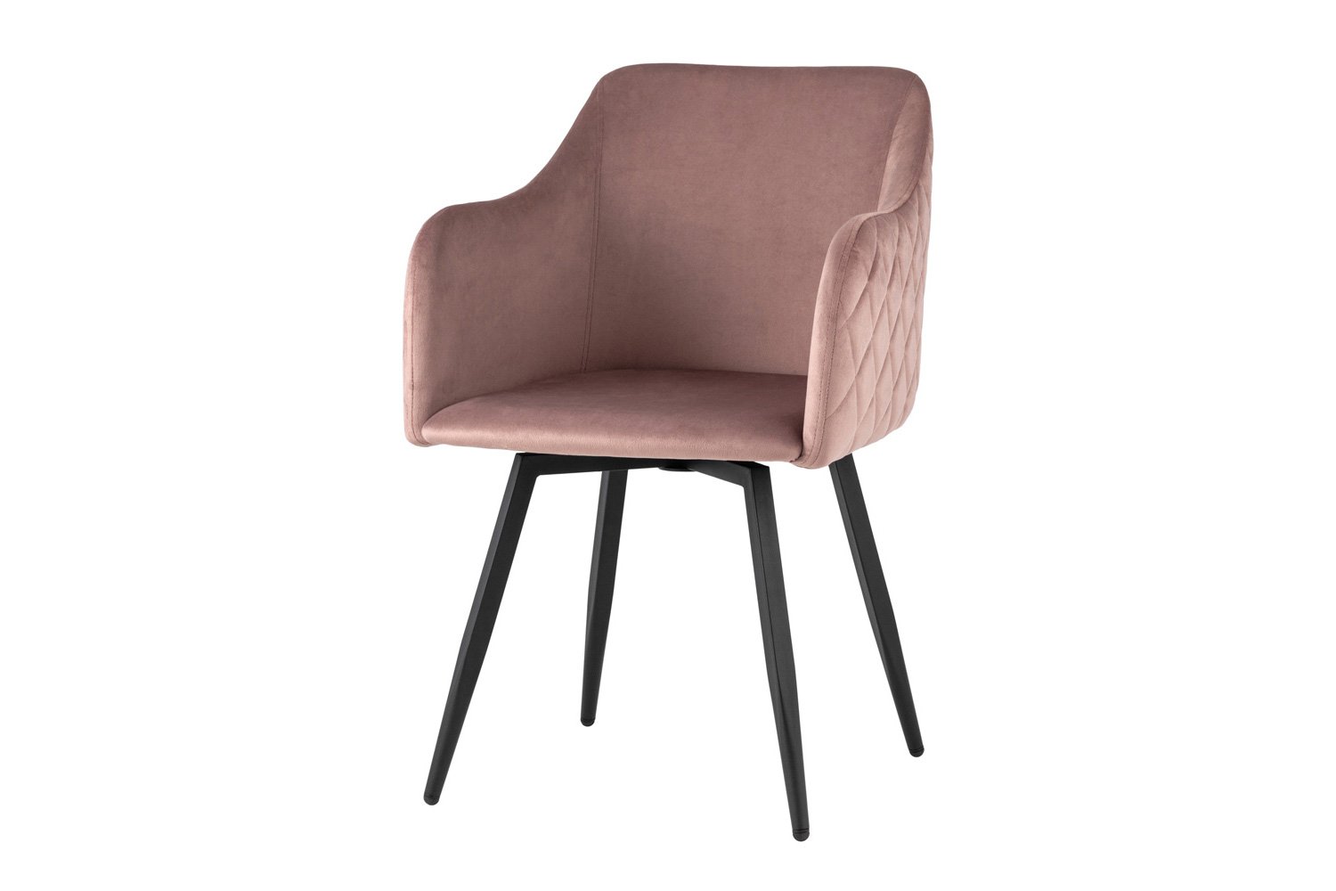 Стул вращающийся Stool Group Ника, пыльно-розовый велюр, чёрные металлические ножки, 55х82х58