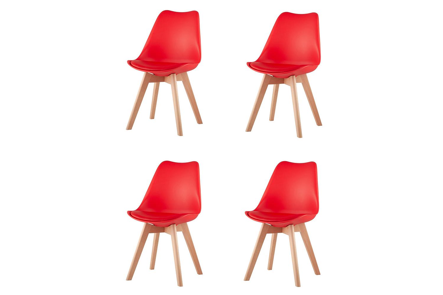 Набор стульев 4 шт. Stool Group Frankfurt, красный + светлое дерево