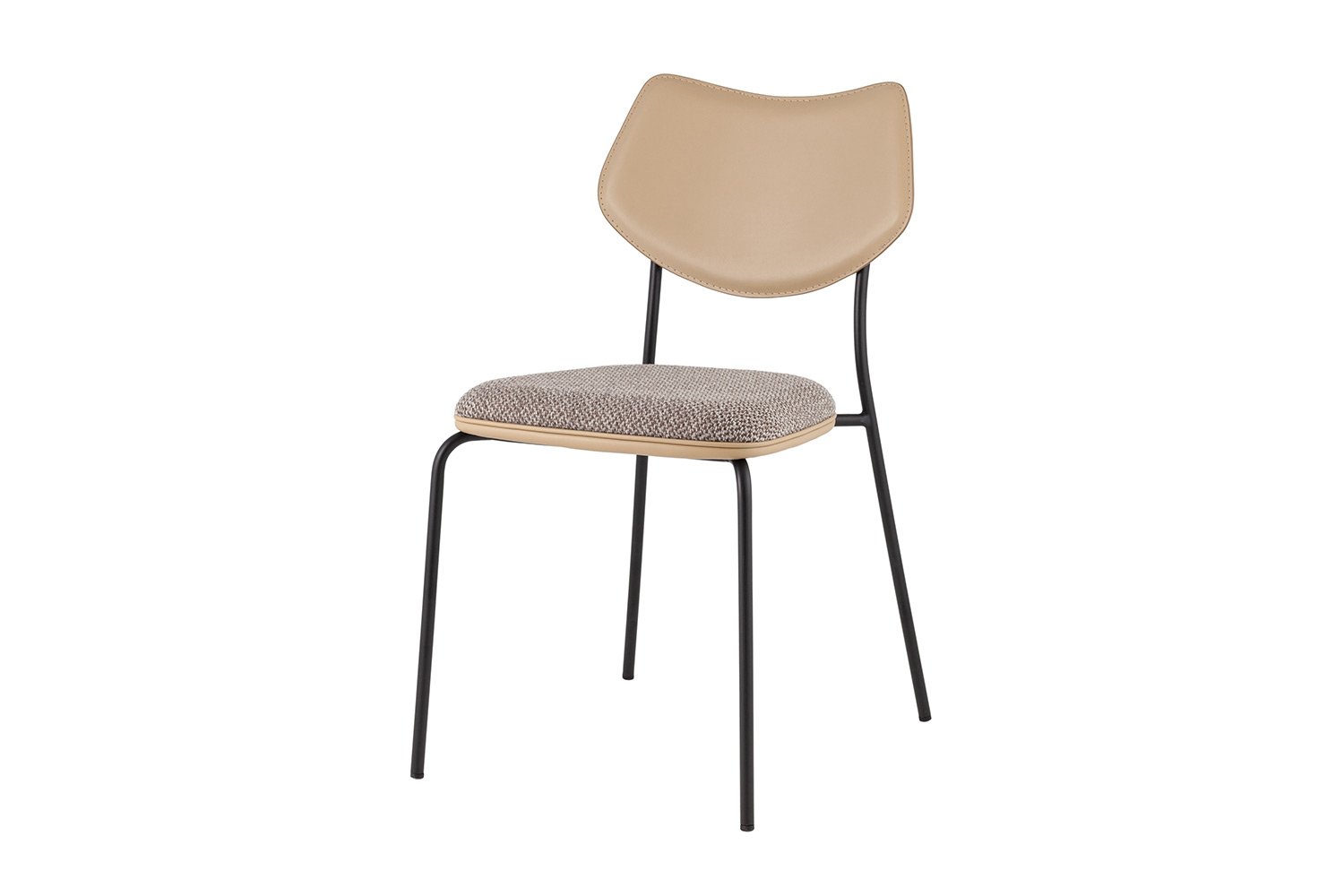 Стул обеденный Stool Group Casey, рогожка + искусственная кожа, серо-коричневый с бежевым