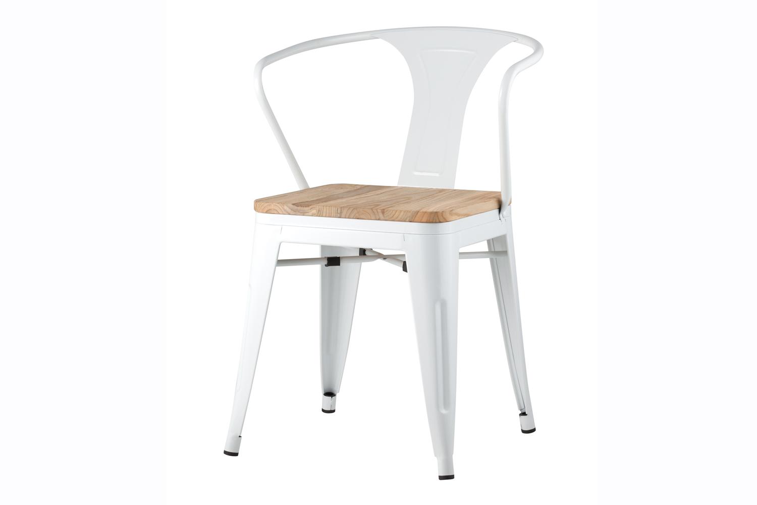 Стул Stool Group Tolix Wood, дерево и металл, белый, штабелируемый