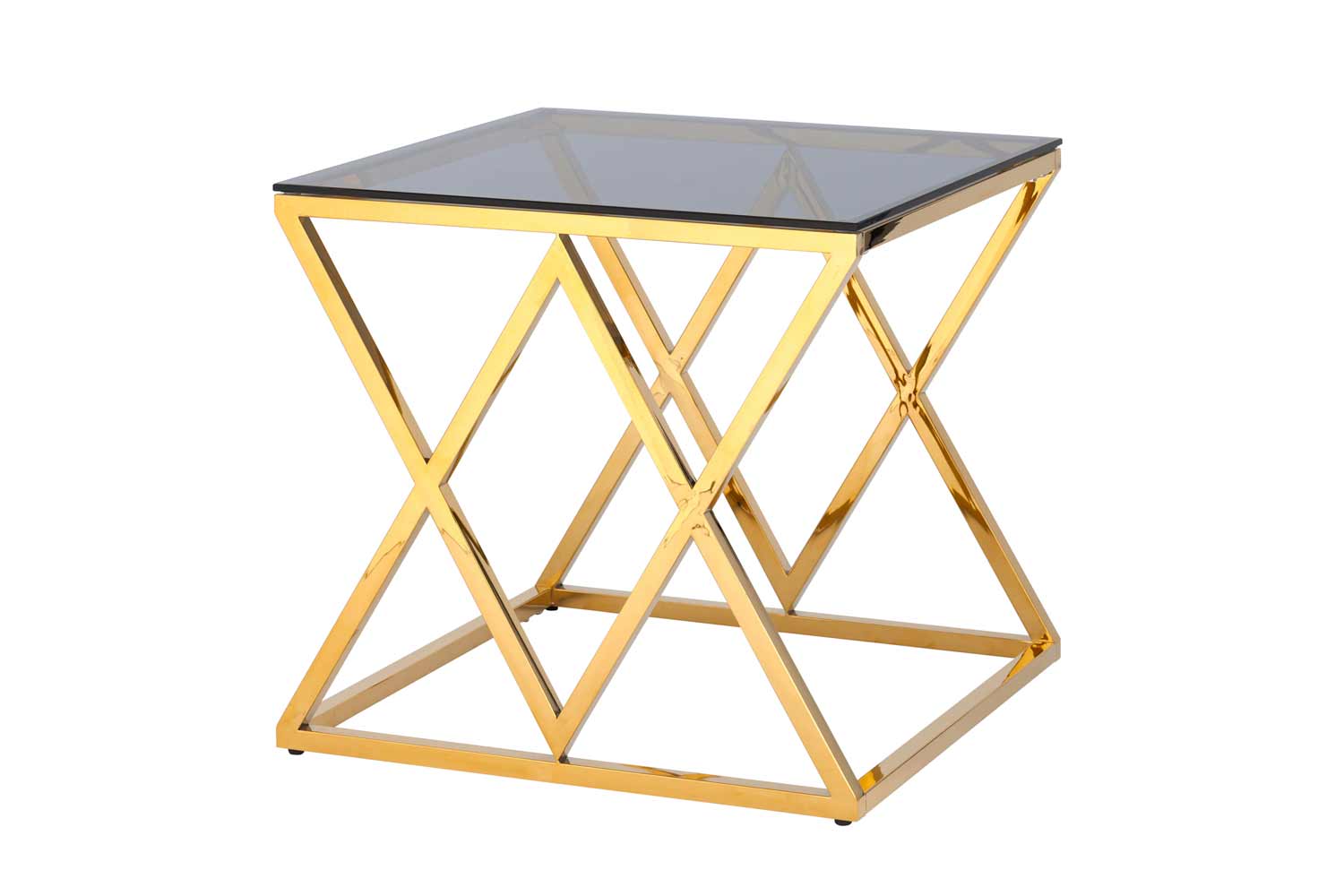 Журнальный столик Stool Group Инсигния, закалённое стекло smoke, нержавеющая сталь, 55х55х55