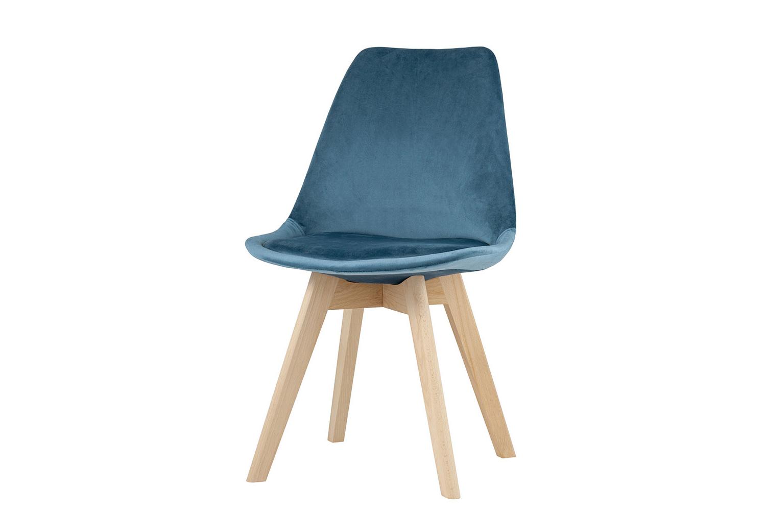 Стул Stool Group Frankfurt, велюровая обивка синяя, ножки из массива бука