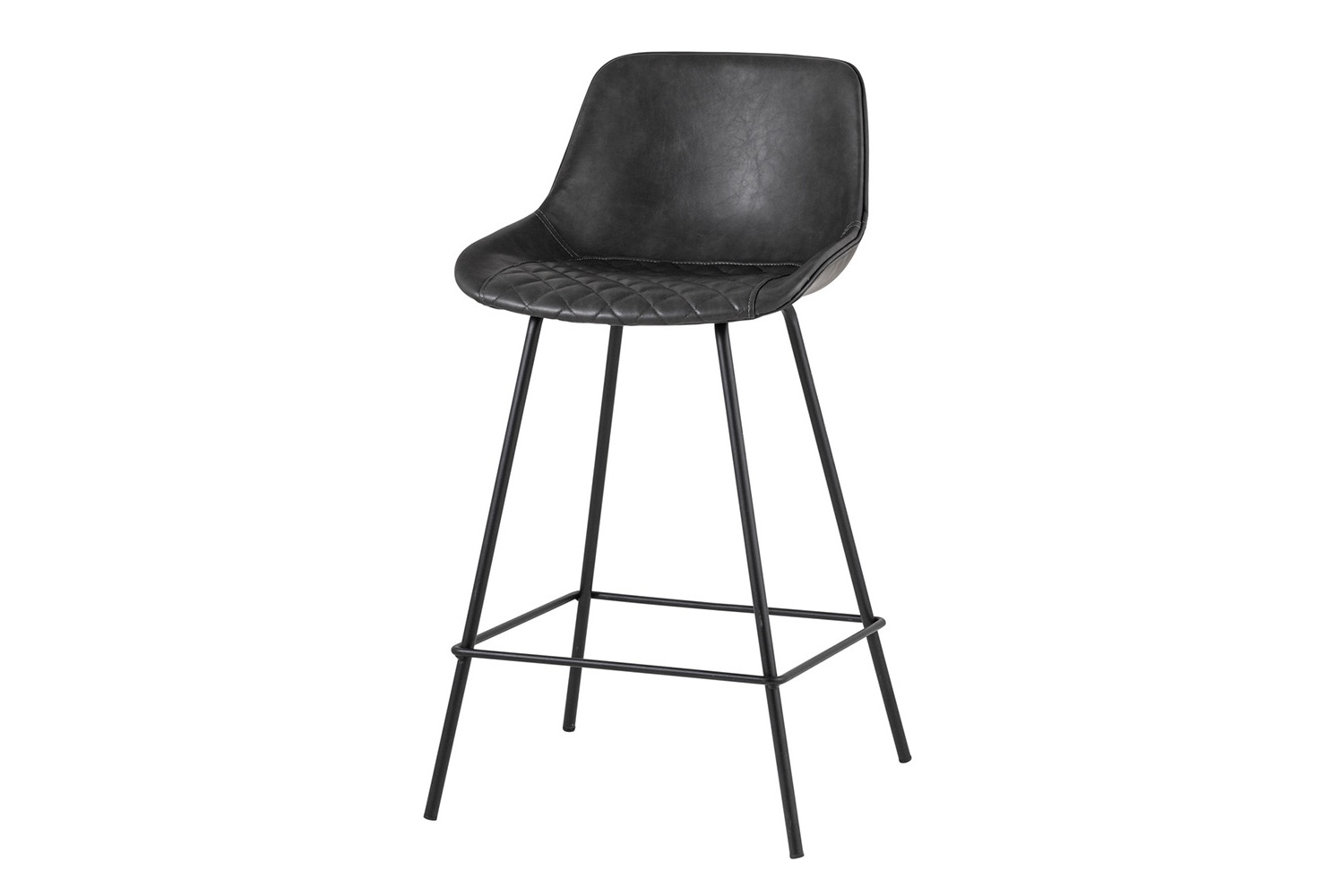 Стул полубарный Stool Group Texas, коричневая искусственная кожа, чёрные металлические ножки, 49х88х47.5