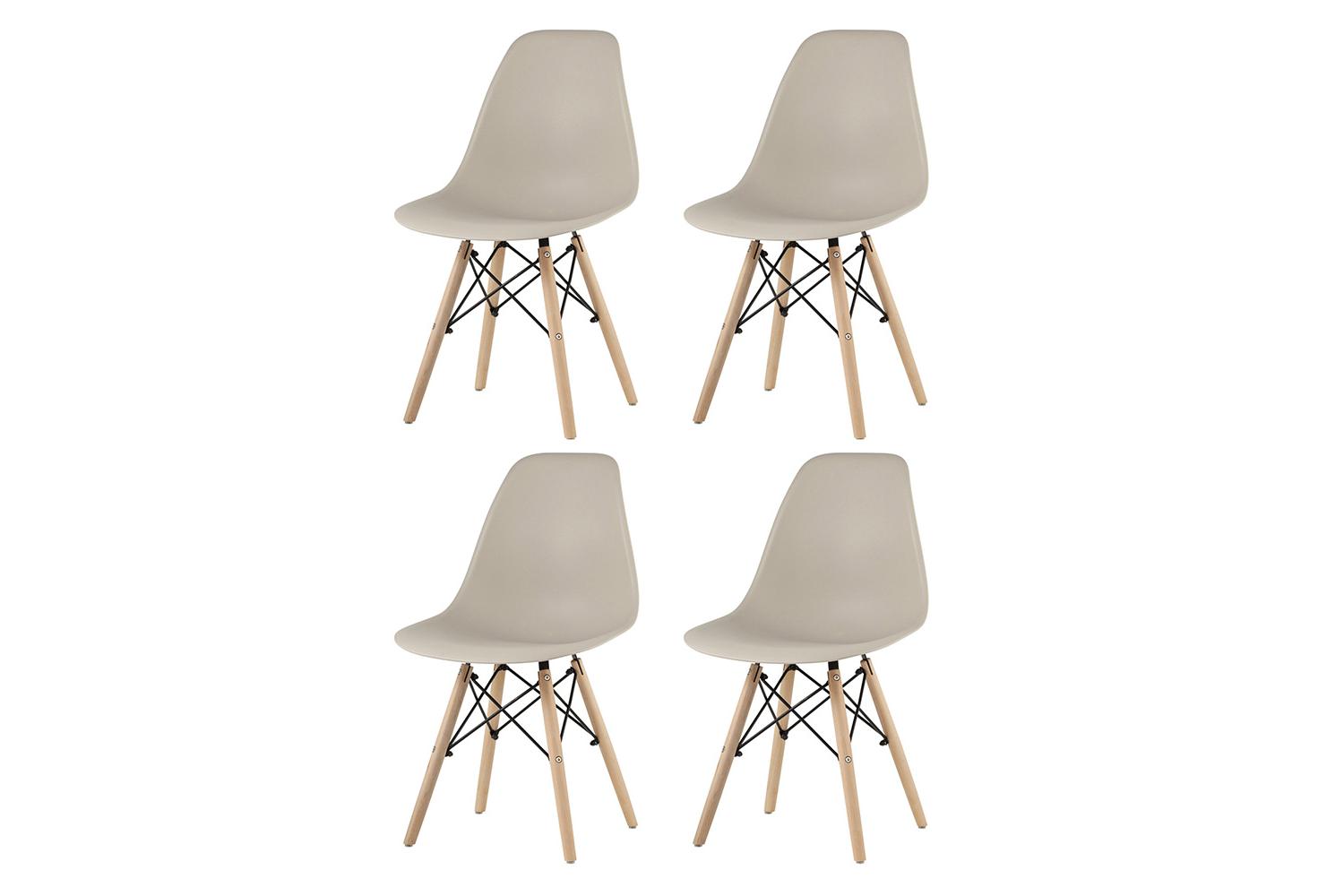 Набор стульев Stool Group Eames, 4 шт., бежевый, пластик, дерево и металл