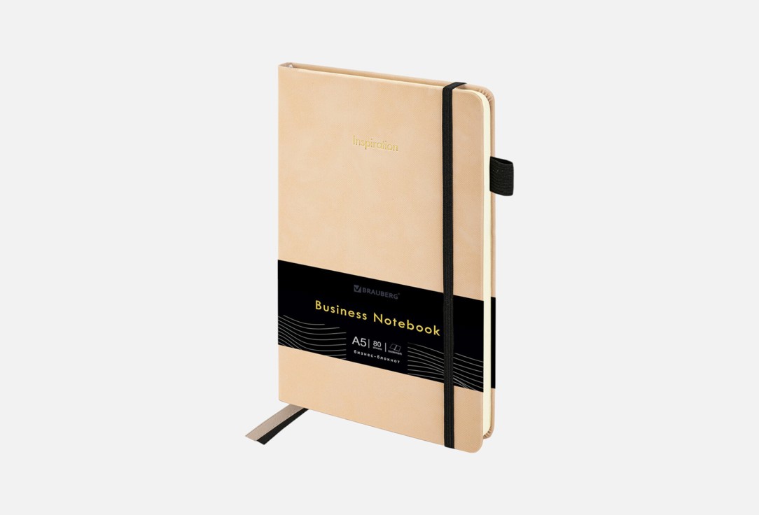 Блокнот BRAUBERG Velvet А5, 80 листов, клетка, резинка и держатель, розовый