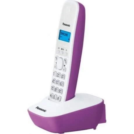 Радиотелефон Panasonic KX-TG1611RUF, АОН, монохромный дисплей с подсветкой, белый/фиолетовый