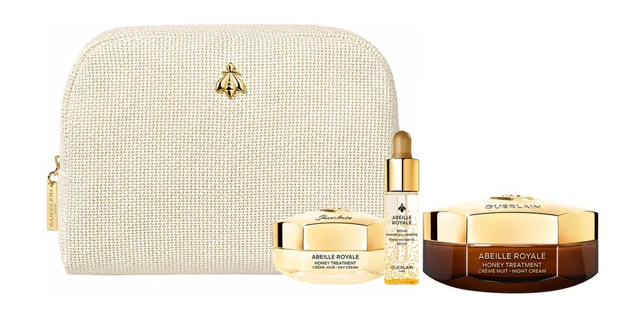 Набор ухода за лицом Guerlain Abeille Royale: крем 50 мл, крем 15 мл, сыворотка 5 мл, косметичка