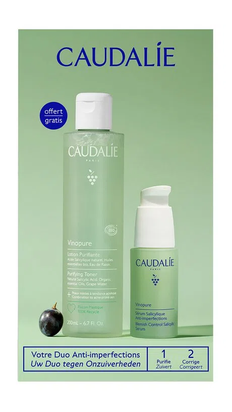 Набор Caudalie Vinopure: сыворотка от высыпаний 30 мл и очищающий тоник 200 мл