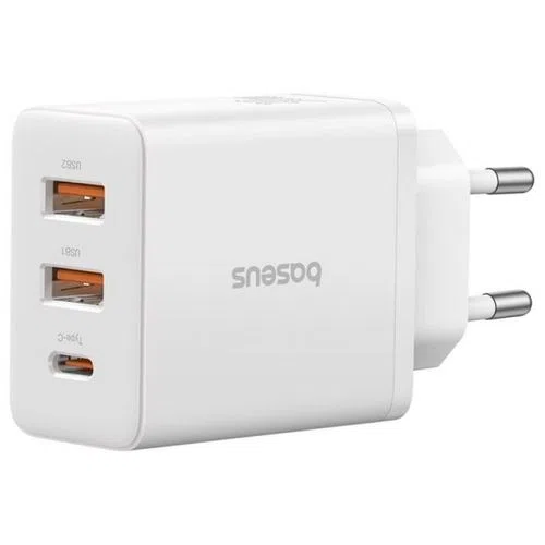 Сетевое зарядное устройство Baseus P10111402213-00, 2xUSB-A, 1xUSB-C, 30 Вт, белое