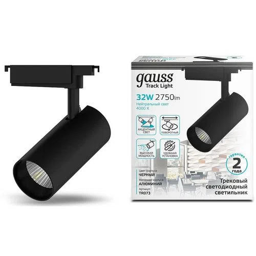 Светильник Gauss TR073, 4000 К, черный